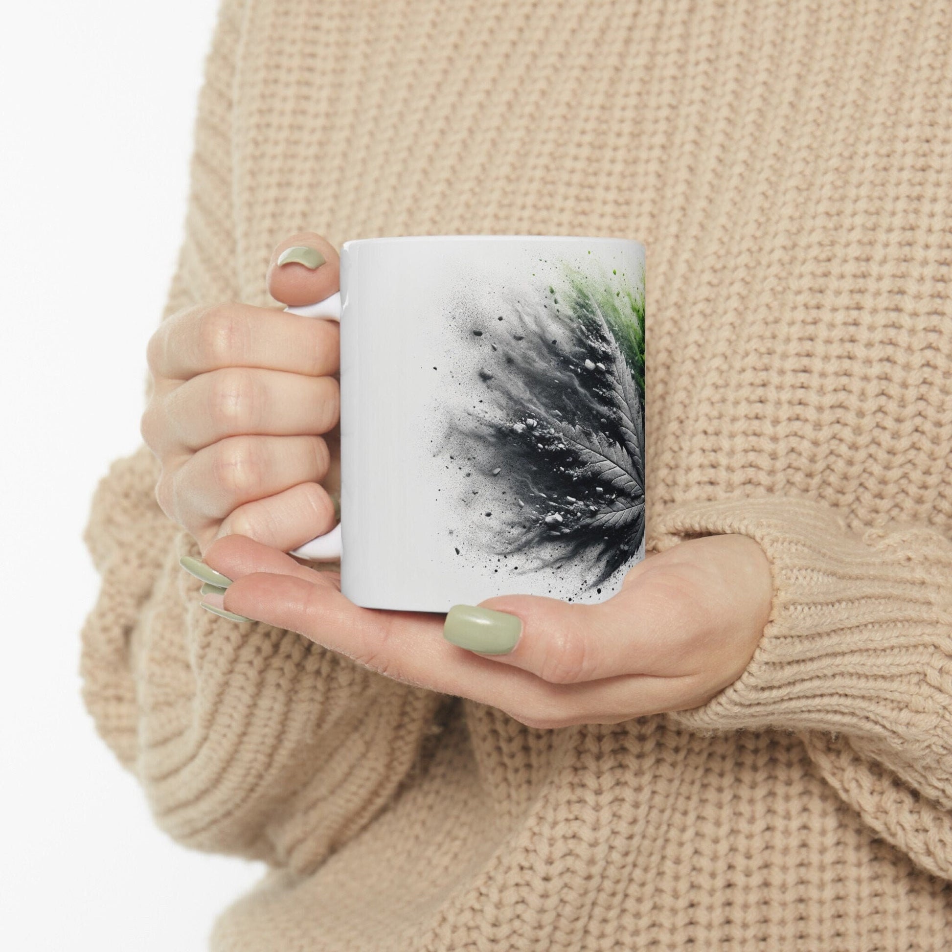 WEED LEAF to ASHES - Weed Coffee Mugs (11oz) Perfect Gift for Smokers/ Marijuana Gift; Wake and Bake Mug - Cannabis Cup / Stoner Mug