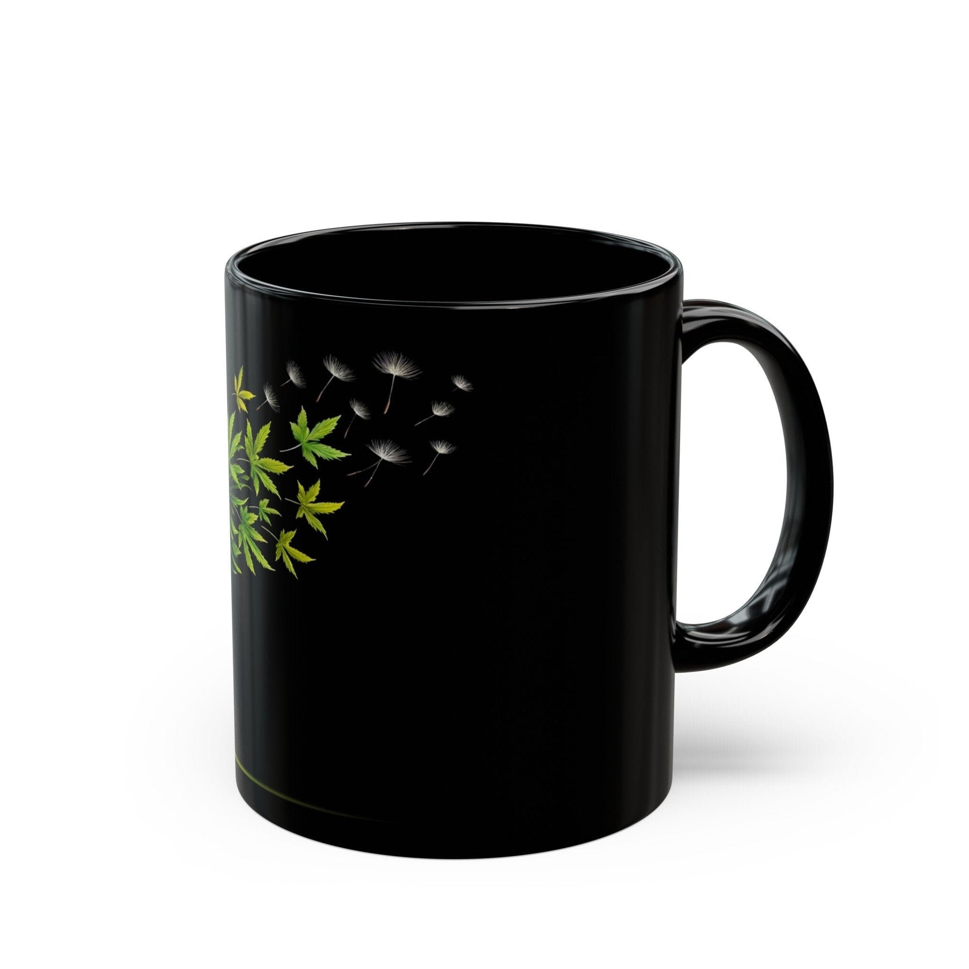 DANDELION WEED FLOWER - Weed Coffee Mug (Black 11oz) - Perfect Gift for Smokers, Stoners, Flowers; Wake and Bake Mug / Weed Mug / Black Mug