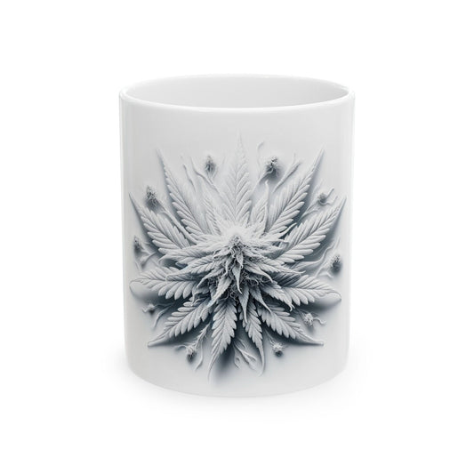 WHITE WEED FLOWER - Weed Coffee Mugs (11oz) Perfect Gift for Smokers/ Marijuana Gift; Wake and Bake Mug - Cannabis Cup / Stoner Mug