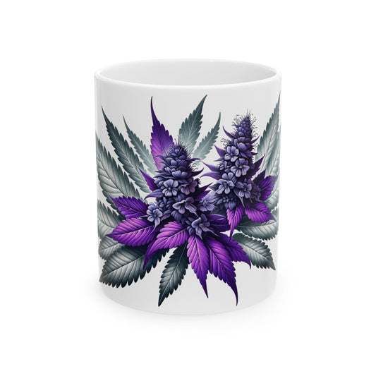 PURPLE WEED FLOWER - Weed Coffee Mugs (11oz) Perfect Gift for Smokers/ Marijuana Gift; Wake and Bake Mug - Cannabis Cup / Stoner Mug