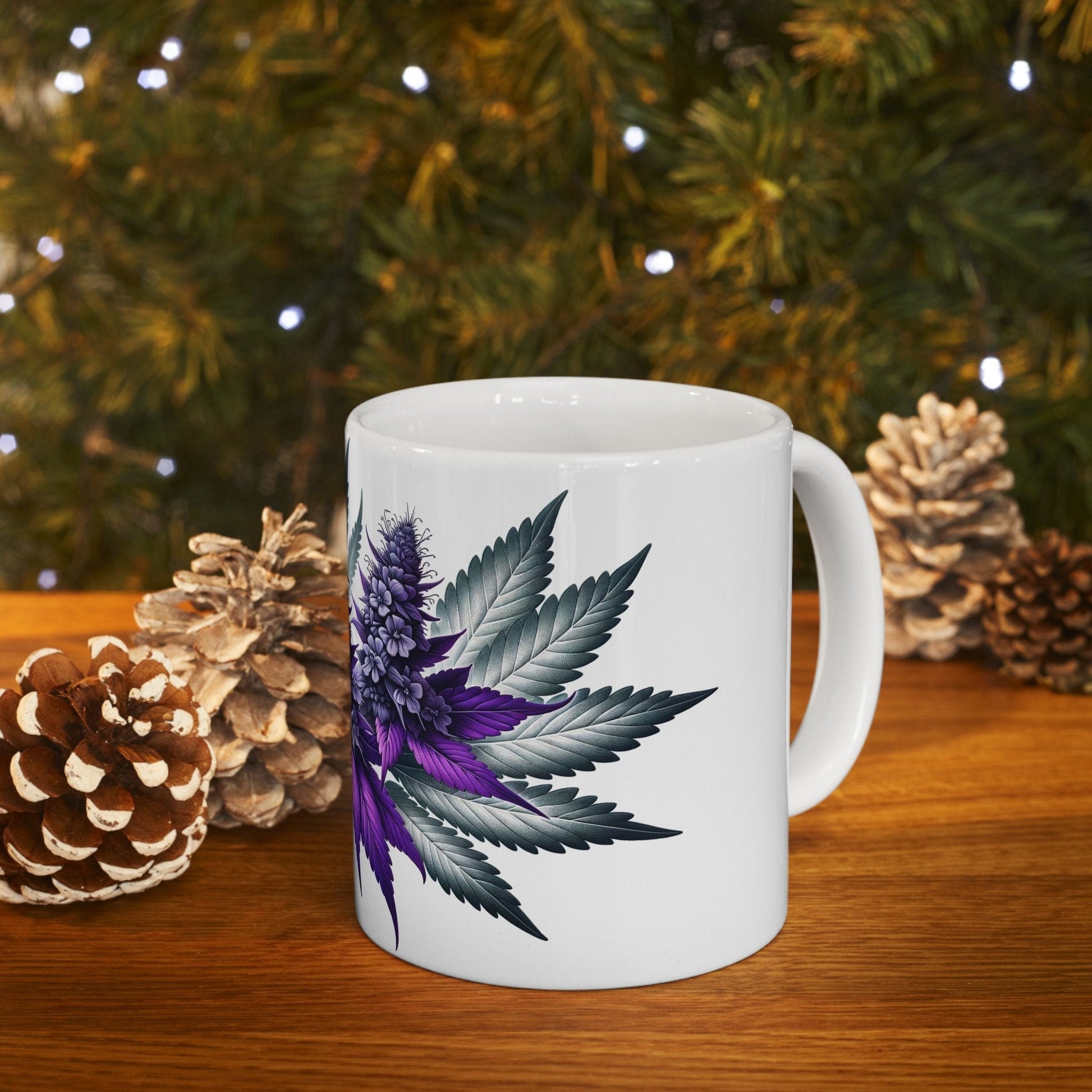 PURPLE WEED FLOWER - Weed Coffee Mugs (11oz) Perfect Gift for Smokers/ Marijuana Gift; Wake and Bake Mug - Cannabis Cup / Stoner Mug