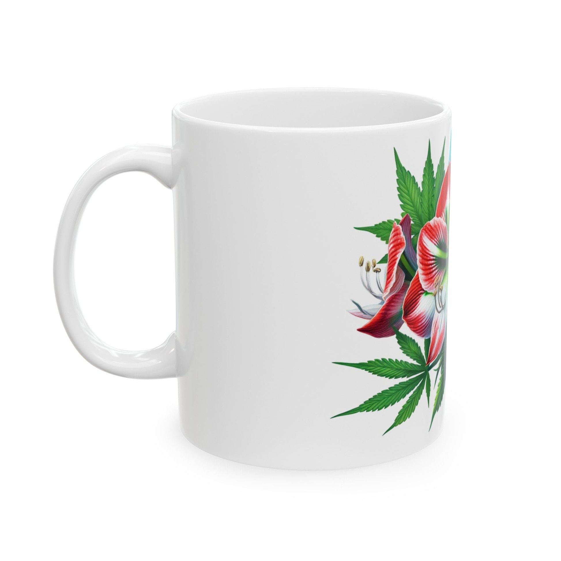 AMARYLLIS WEED FLOWER - Weed Coffee Mugs (11oz) Perfect Gift for Smokers/ Marijuana Gift; Wake and Bake Mug - Cannabis Cup / Stoner Mug