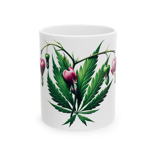 BLEEDING HEART Weed FLOWER - Weed Coffee Mugs (11oz) Perfect Gift for Smokers/ Marijuana Gift; Wake and Bake Mug - Cannabis Cup / Stoner Mug