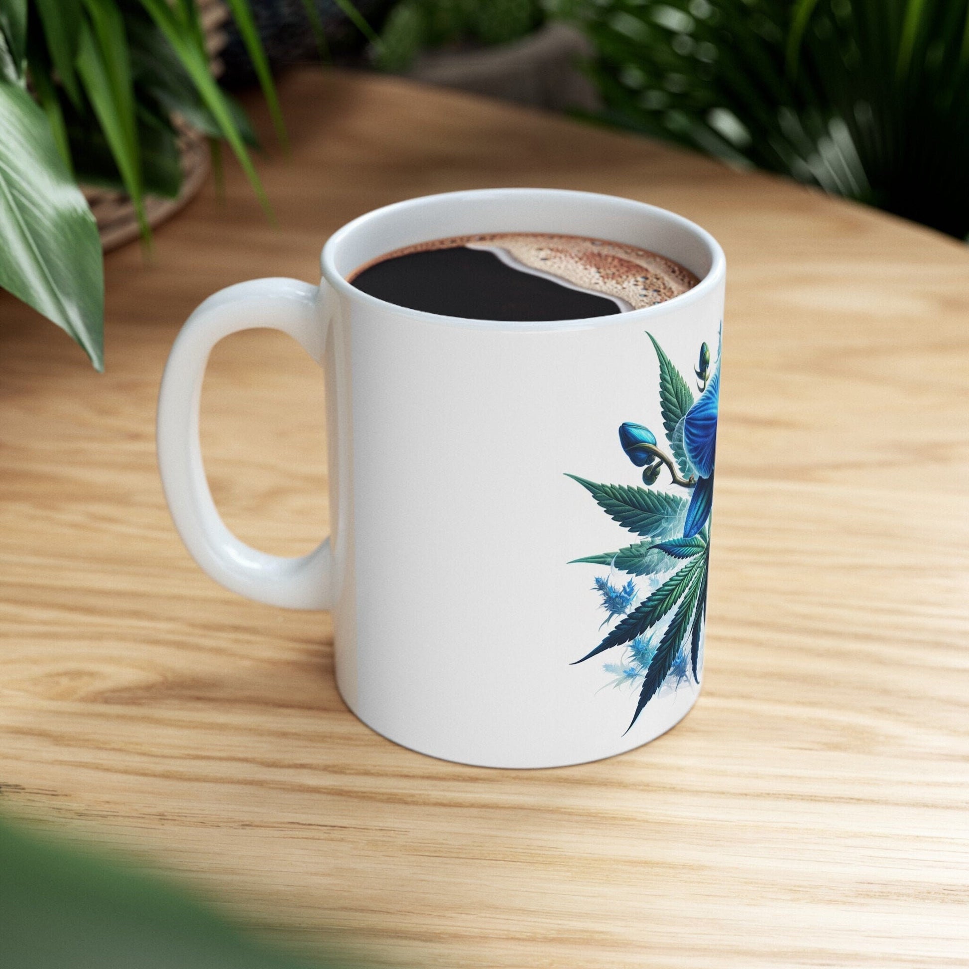 BLUE ORCHID Weed FLOWER - Weed Coffee Mugs (11oz) Perfect Gift for Smokers/ Marijuana Gift; Wake and Bake Mug - Cannabis Cup / Stoner Mug
