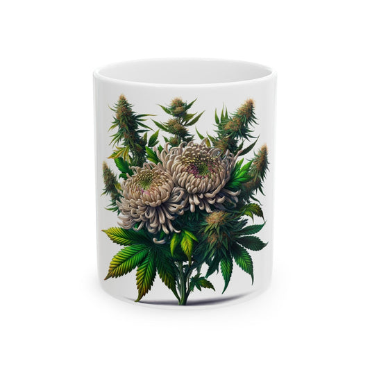 CHRYSANTHEMUM WEED FLOWER - Weed Coffee Mugs (11oz) Perfect Gift for Smokers/ Marijuana Gift; Wake and Bake Mug - Cannabis Cup / Stoner Mug