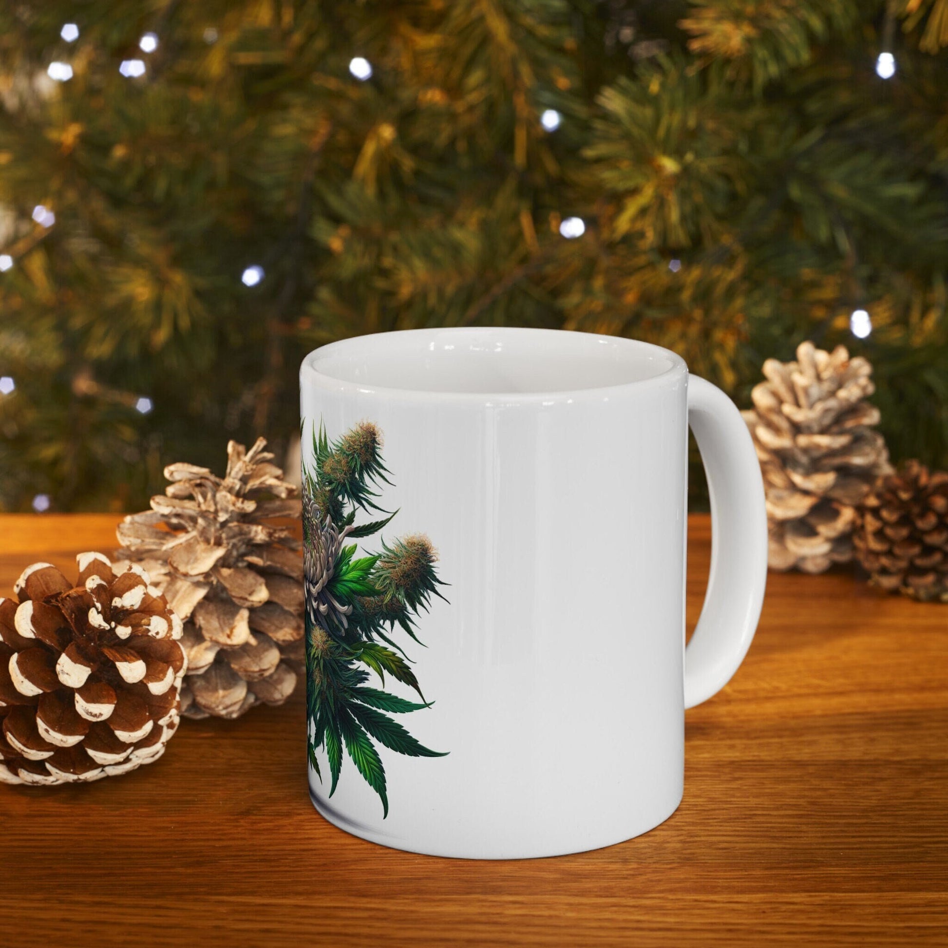 CHRYSANTHEMUM WEED FLOWER - Weed Coffee Mugs (11oz) Perfect Gift for Smokers/ Marijuana Gift; Wake and Bake Mug - Cannabis Cup / Stoner Mug