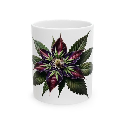 CLEMATIS WEED FLOWER - Weed Coffee Mugs (11oz) Perfect Gift for Smokers/ Marijuana Gift; Wake and Bake Mug - Cannabis Cup / Stoner Mug