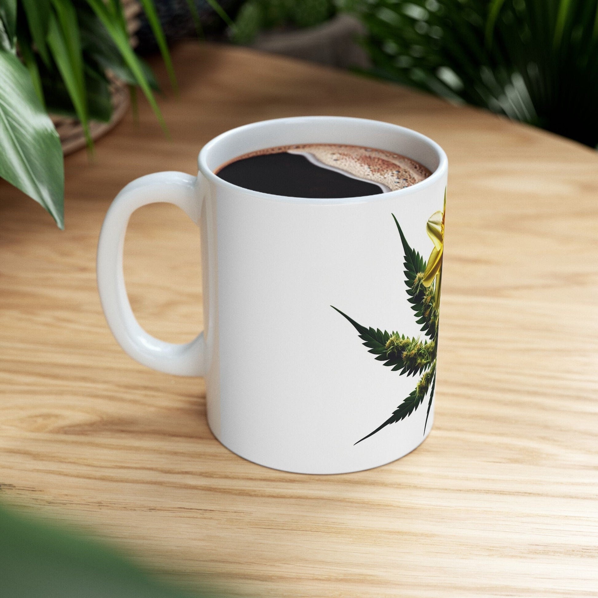 DAFFODIL WEED FLOWER - Weed Coffee Mugs (11oz) Perfect Gift for Smokers/ Marijuana Gift; Wake and Bake Mug - Cannabis Cup / Stoner Mug