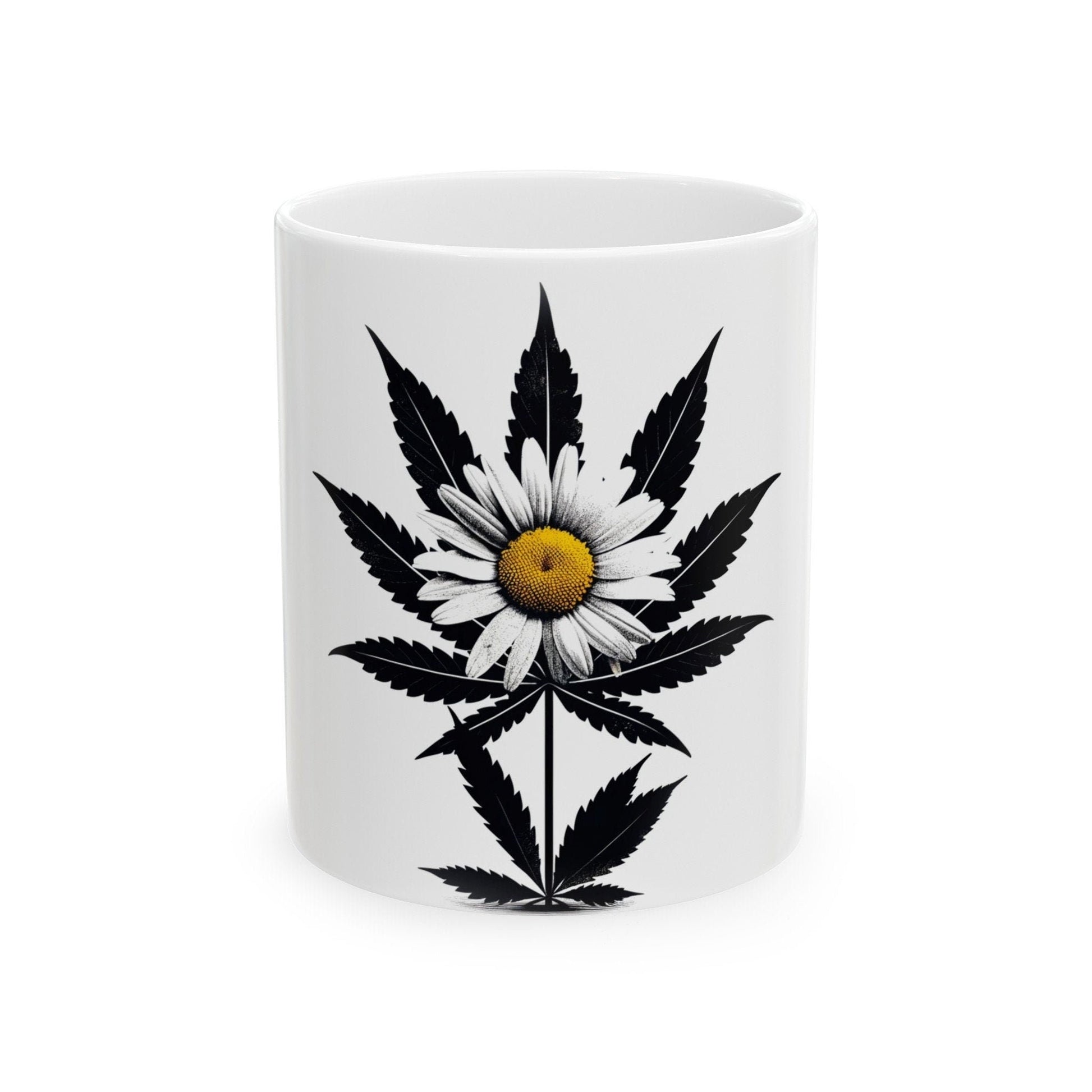 DAISY WEED FLOWER - Weed Coffee Mugs (11oz) Perfect Gift for Smokers/ Marijuana Gift; Wake and Bake Mug - Cannabis Cup / Stoner Mug