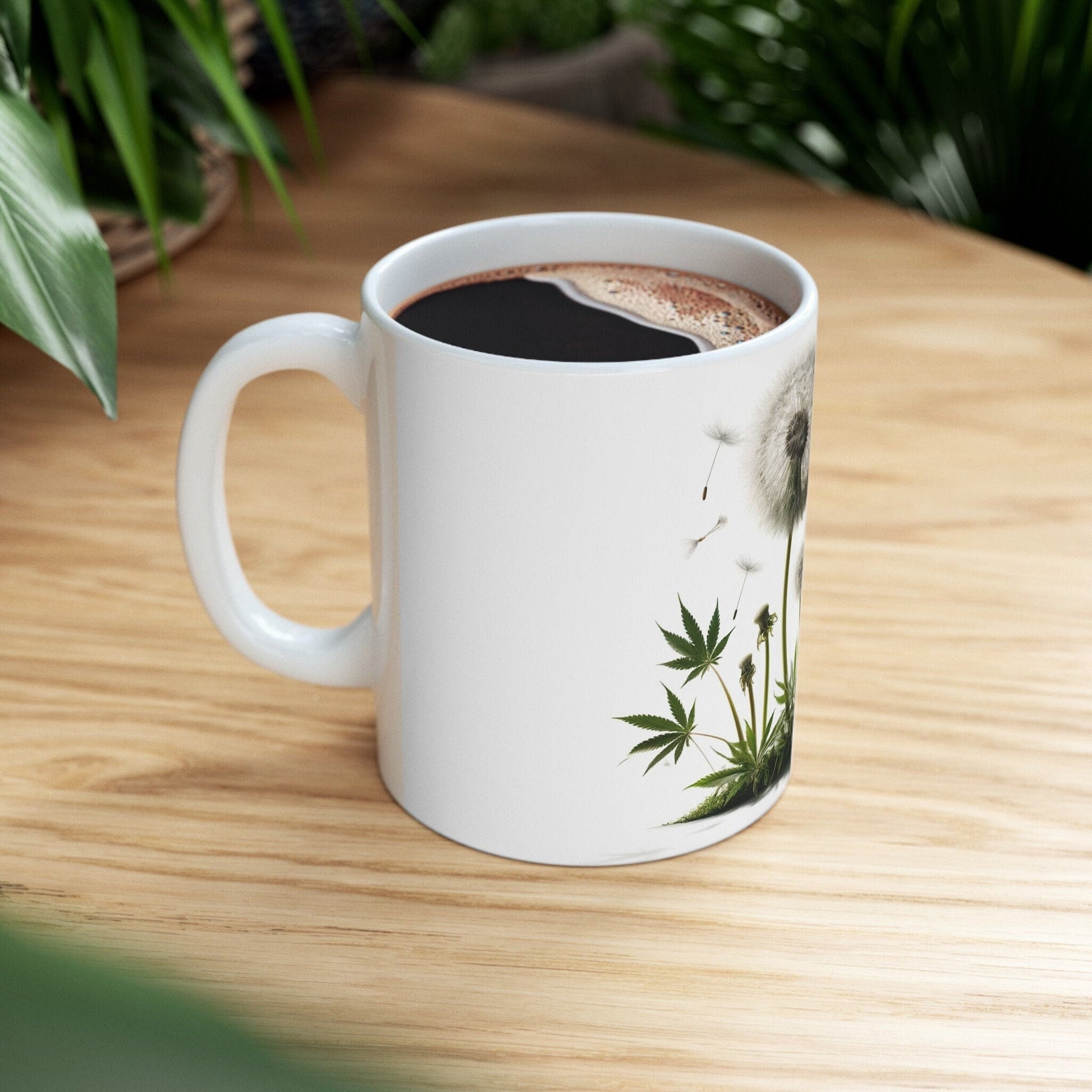 DANDELION WEED FLOWER - Weed Coffee Mugs (11oz) Perfect Gift for Smokers/ Marijuana Gift; Wake and Bake Mug - Cannabis Cup / Stoner Mug