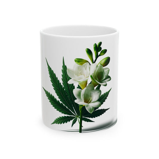 FREESIA WEED FLOWER - Weed Coffee Mugs (11oz) Perfect Gift for Smokers/ Marijuana Gift; Wake and Bake Mug - Cannabis Cup / Stoner Mug