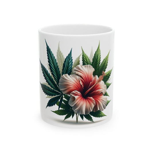 HIBISCUS WEED FLOWER - Weed Coffee Mugs (11oz) Perfect Gift for Smokers/ Marijuana Gift; Wake and Bake Mug - Cannabis Cup / Stoner Mug