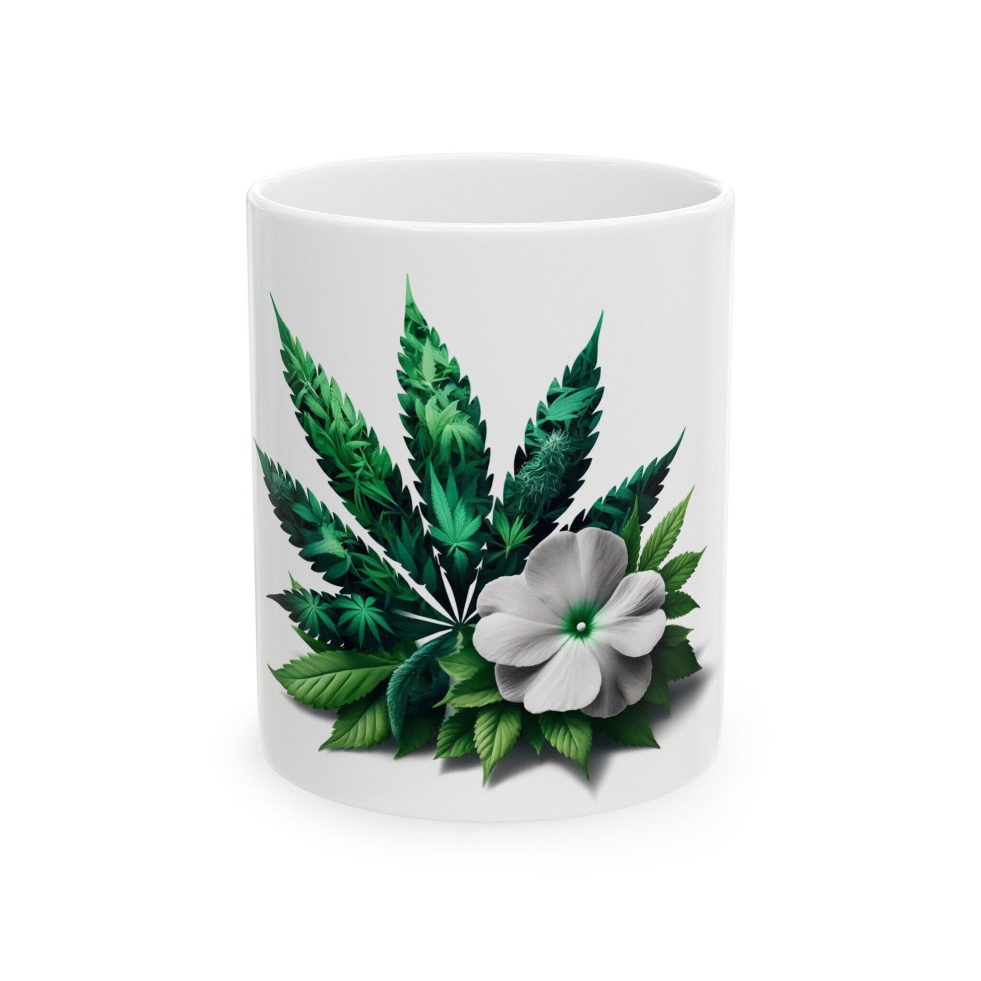 IMPATIENS WEED FLOWER - Weed Coffee Mugs (11oz) Perfect Gift for Smokers/ Marijuana Gift; Wake and Bake Mug - Cannabis Cup / Stoner Mug