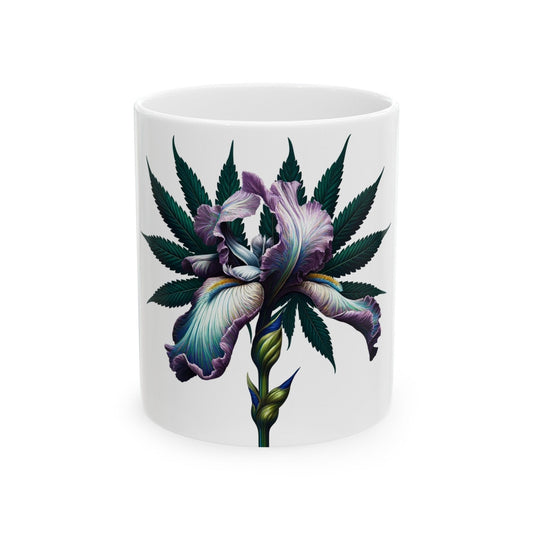 IRIS WEED FLOWER - Weed Coffee Mugs (11oz) Perfect Gift for Smokers/ Marijuana Gift; Wake and Bake Mug - Cannabis Cup / Stoner Mug
