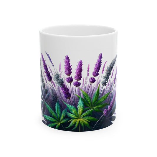 LAVENDER WEED FLOWER - Weed Coffee Mugs (11oz) Perfect Gift for Smokers/ Marijuana Gift; Wake and Bake Mug - Cannabis Cup / Stoner Mug