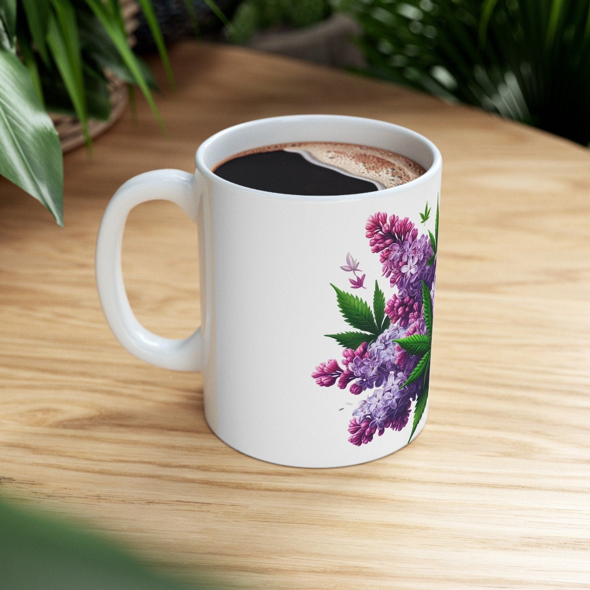 LILAC WEED FLOWER - Weed Coffee Mugs (11oz) Perfect Gift for Smokers/ Marijuana Gift; Wake and Bake Mug - Cannabis Cup / Stoner Mug
