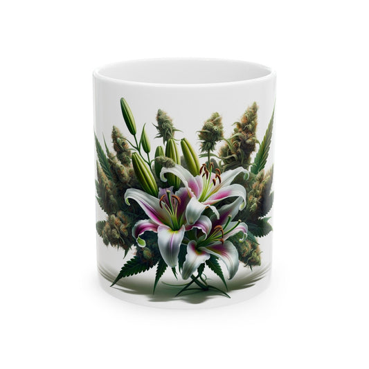 LILY WEED FLOWER - Weed Coffee Mugs (11oz) Perfect Gift for Smokers/ Marijuana Gift; Wake and Bake Mug - Cannabis Cup / Stoner Mug