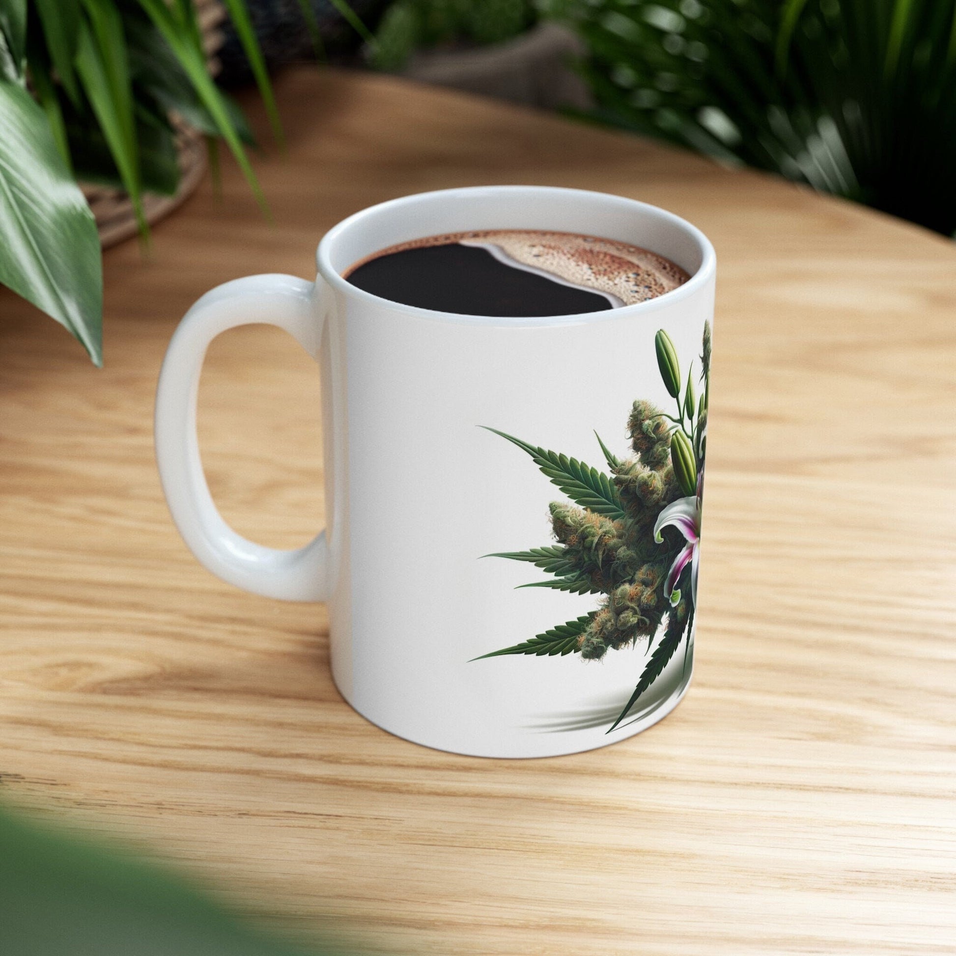 LILY WEED FLOWER - Weed Coffee Mugs (11oz) Perfect Gift for Smokers/ Marijuana Gift; Wake and Bake Mug - Cannabis Cup / Stoner Mug