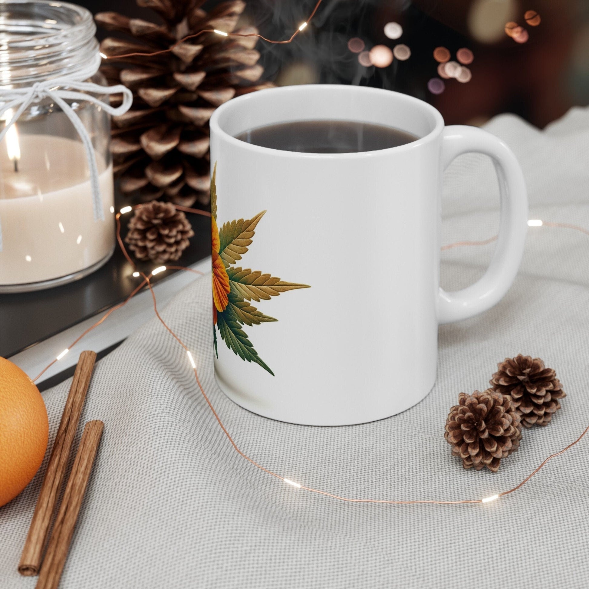 NASTURTIUM WEED FLOWER - Weed Coffee Mugs (11oz) Perfect Gift for Smokers/ Marijuana Gift; Wake and Bake Mug - Cannabis Cup / Stoner Mug