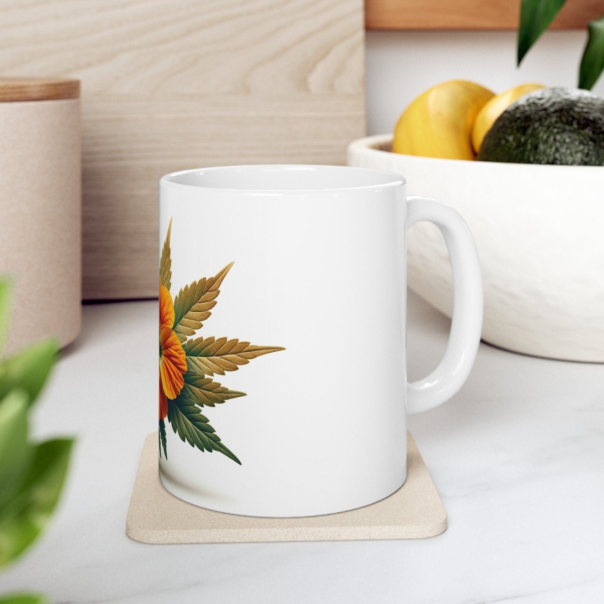NASTURTIUM WEED FLOWER - Weed Coffee Mugs (11oz) Perfect Gift for Smokers/ Marijuana Gift; Wake and Bake Mug - Cannabis Cup / Stoner Mug