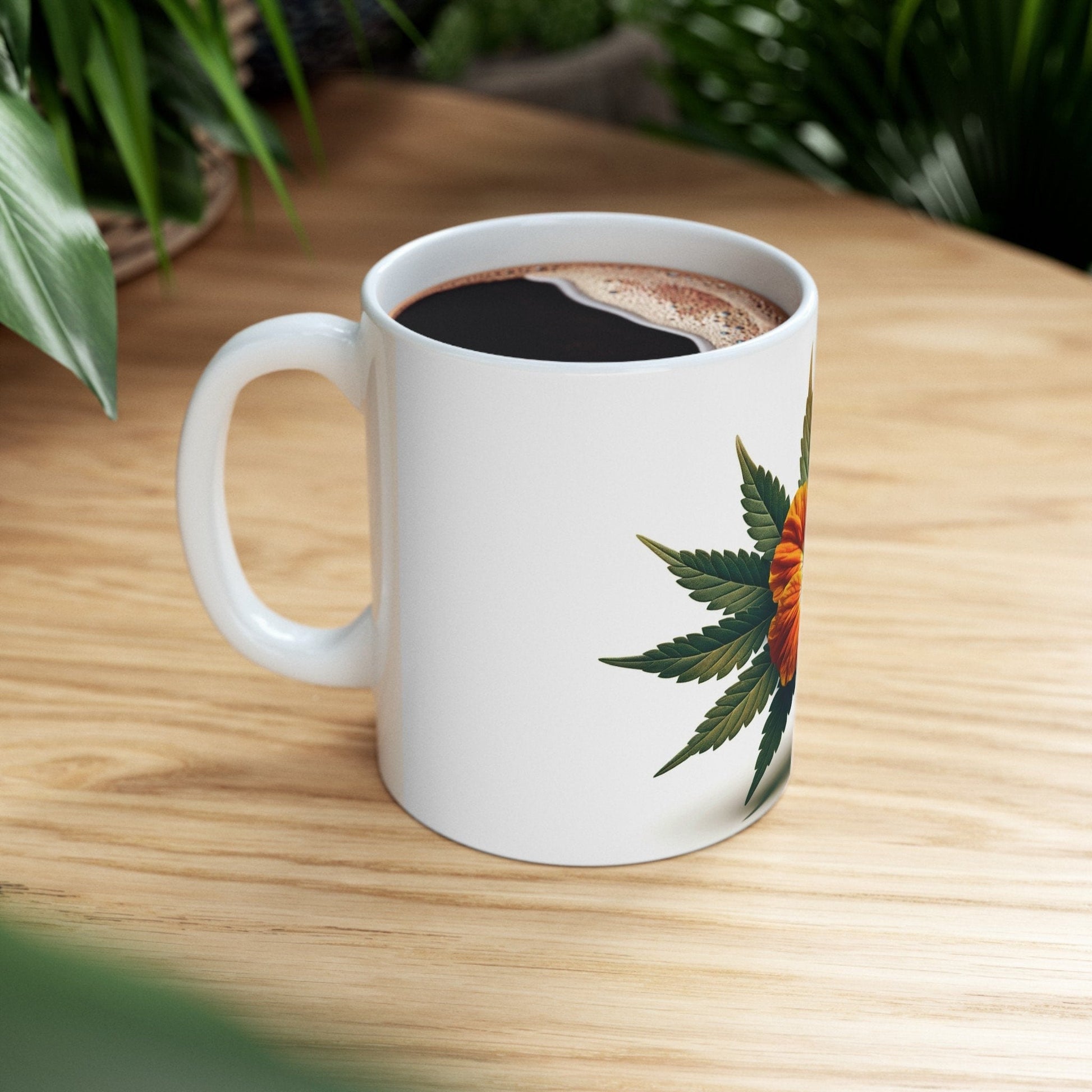 NASTURTIUM WEED FLOWER - Weed Coffee Mugs (11oz) Perfect Gift for Smokers/ Marijuana Gift; Wake and Bake Mug - Cannabis Cup / Stoner Mug
