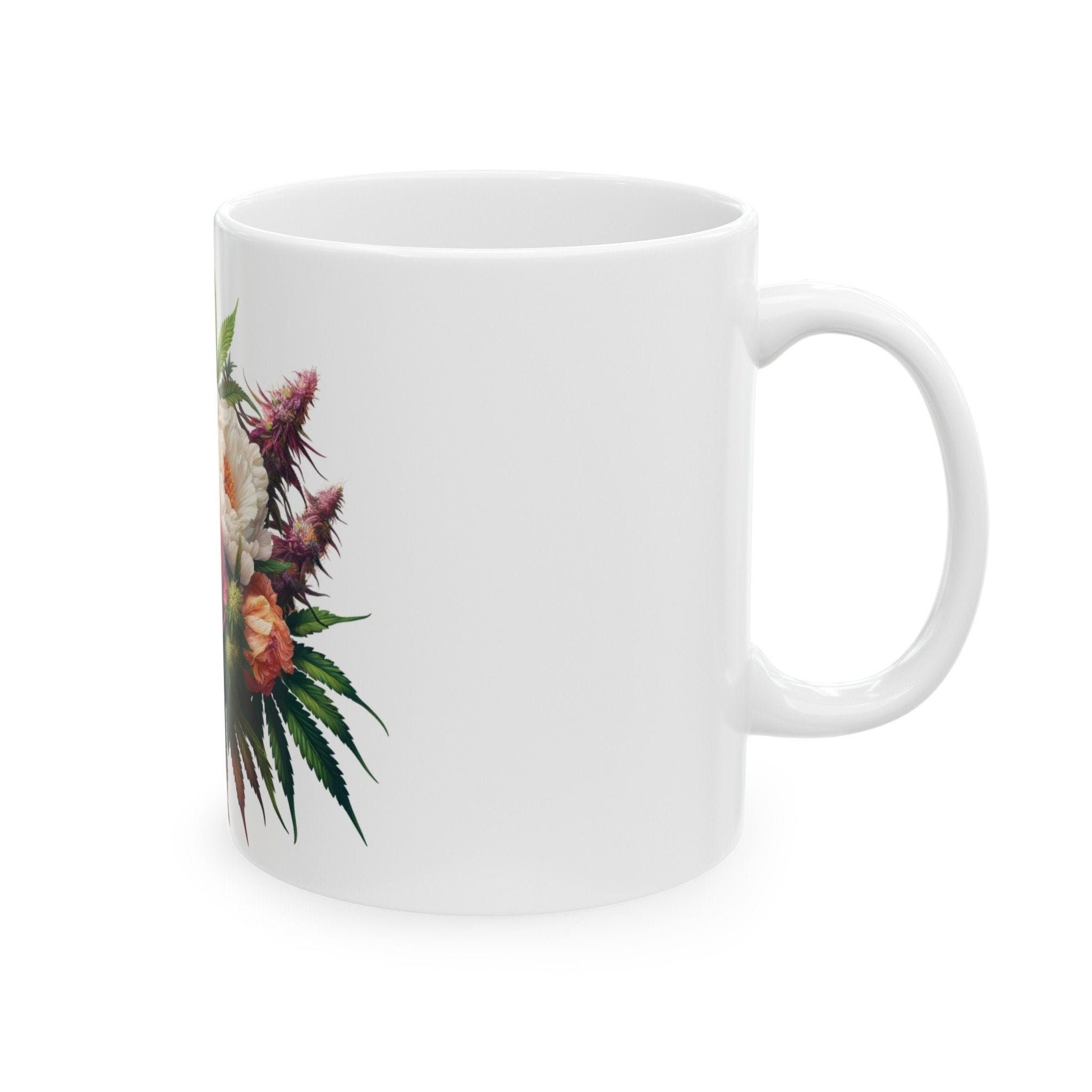 PEONY WEED FLOWER - Weed Coffee Mugs (11oz) Perfect Gift for Smokers/ Marijuana Gift; Wake and Bake Mug - Cannabis Cup / Stoner Mug