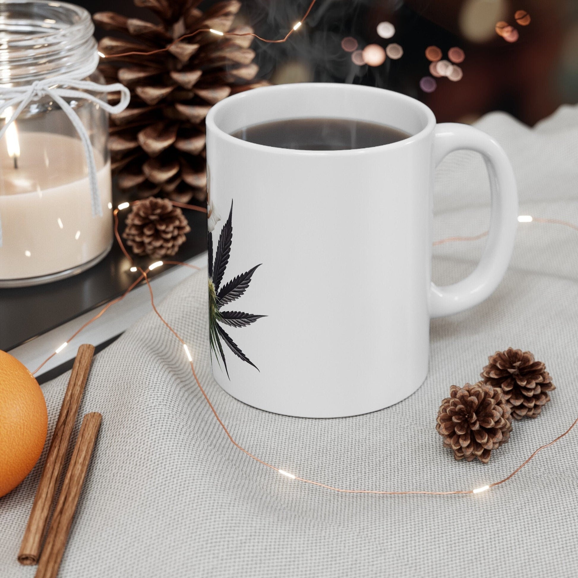PINK ROSE Weed FLOWER - Weed Coffee Mugs (11oz) Perfect Gift for Smokers/ Marijuana Gift; Wake and Bake Mug - Cannabis Cup / Stoner Mug