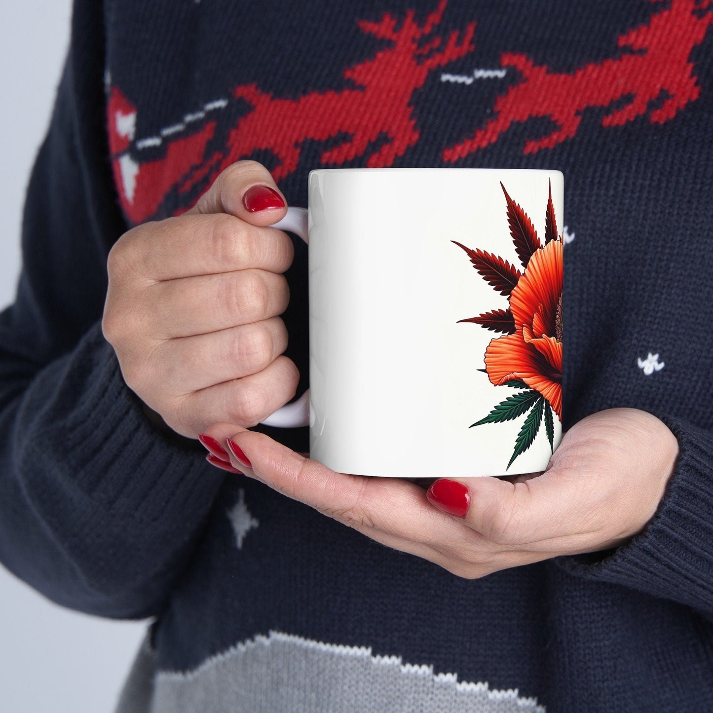 POPPY WEED FLOWER - Weed Coffee Mugs (11oz) Perfect Gift for Smokers/ Marijuana Gift; Wake and Bake Mug - Cannabis Cup / Stoner Mug