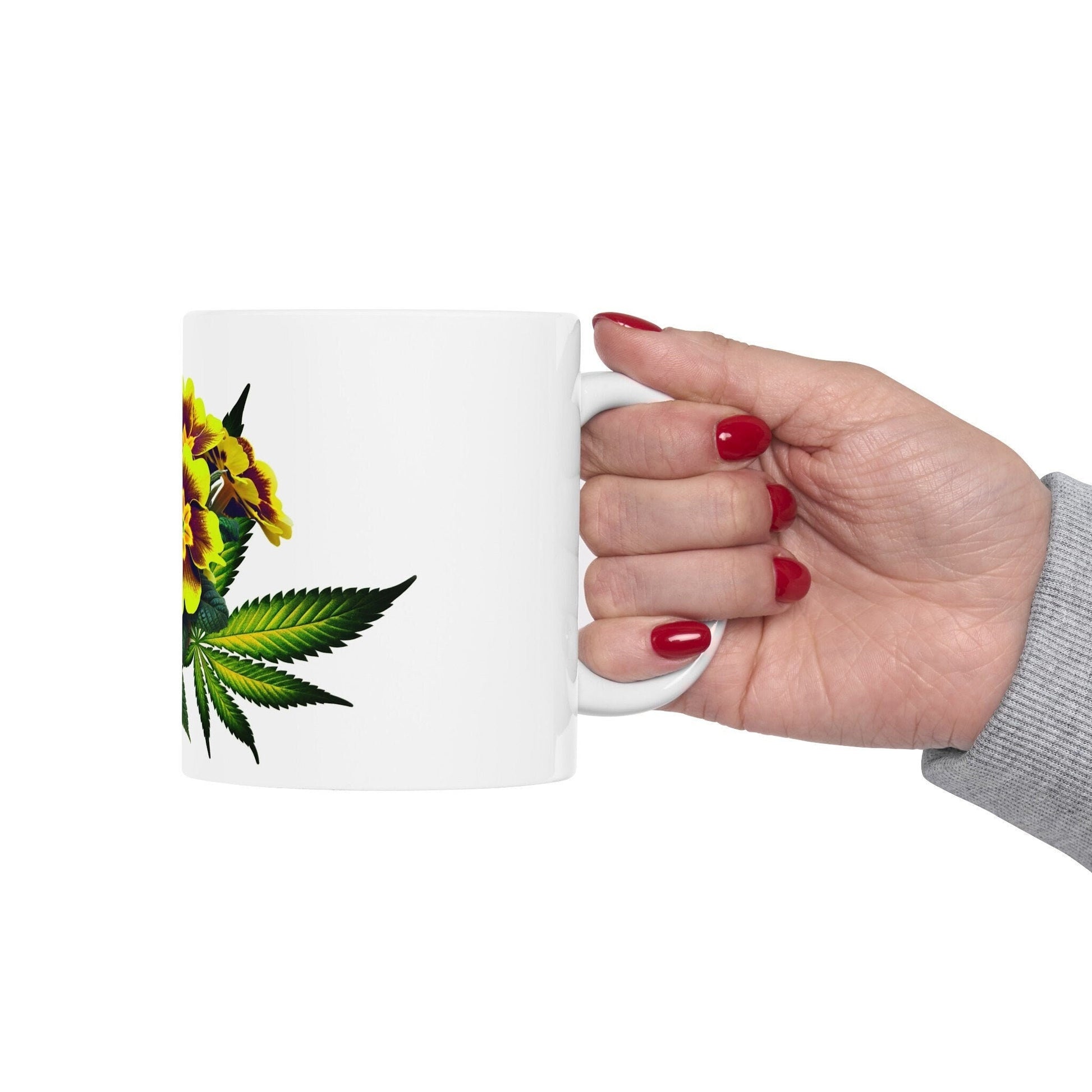 PRIMROSE WEED PLANT - Weed Coffee Mugs (11oz) Perfect Gift for Smokers/ Marijuana Gift; Wake and Bake Mug - Cannabis Cup / Stoner Mug