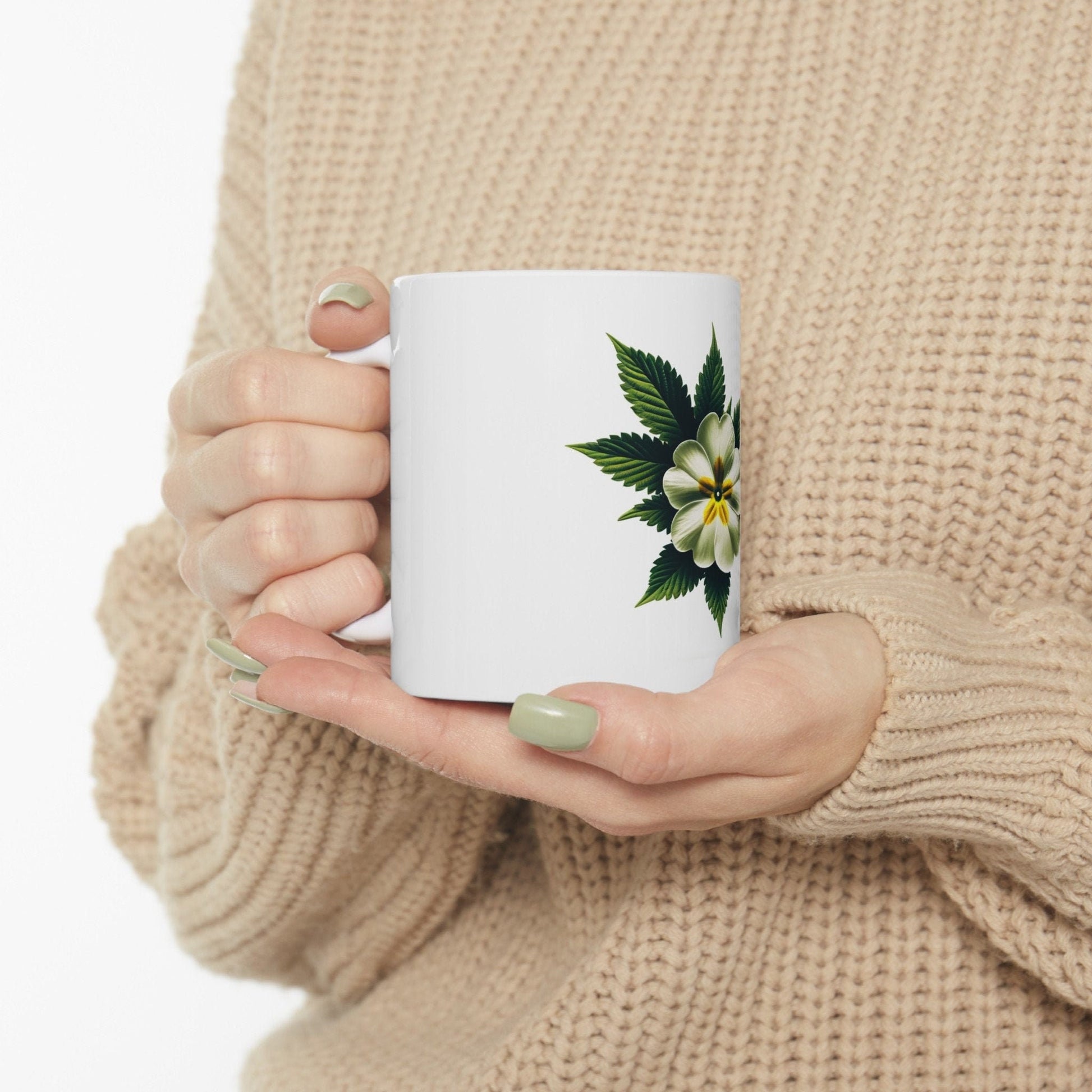 PRIMROSE WEED FLOWER - Weed Coffee Mugs (11oz) Perfect Gift for Smokers/ Marijuana Gift; Wake and Bake Mug - Cannabis Cup / Stoner Mug