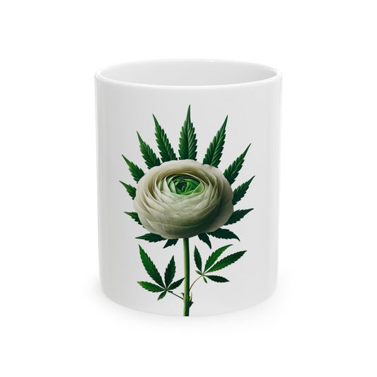 RANUNCULUS WEED FLOWER - Weed Coffee Mugs (11oz) Perfect Gift for Smokers/ Marijuana Gift; Wake and Bake Mug - Cannabis Cup / Stoner Mug