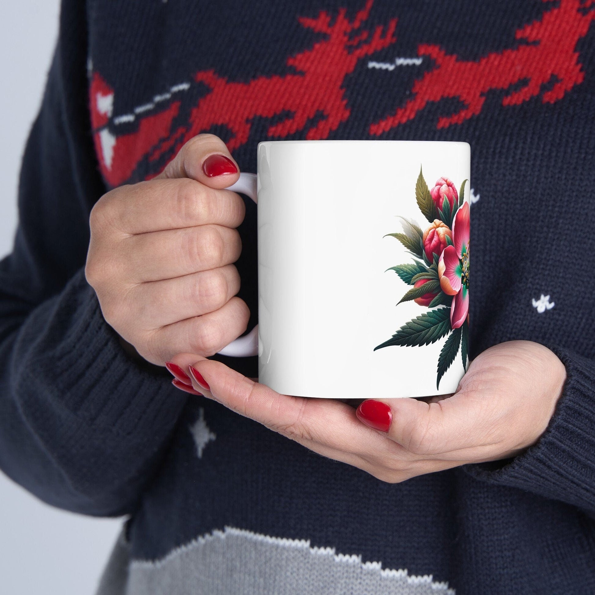 QUINCE WEED FLOWER - Weed Coffee Mugs (11oz) Perfect Gift for Smokers/ Marijuana Gift; Wake and Bake Mug - Cannabis Cup / Stoner Mug