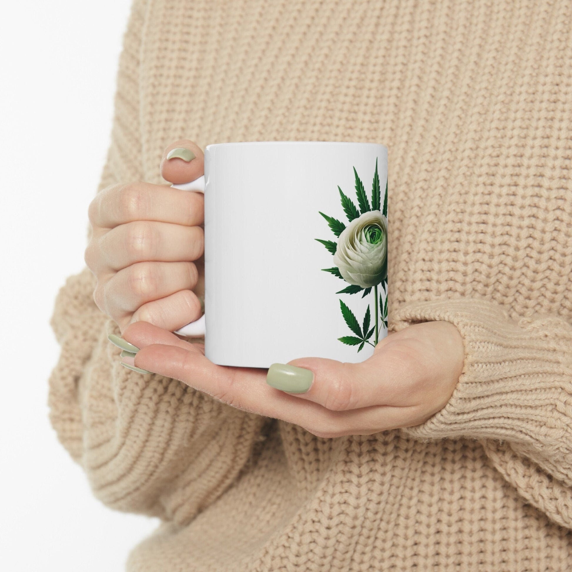 RANUNCULUS WEED FLOWER - Weed Coffee Mugs (11oz) Perfect Gift for Smokers/ Marijuana Gift; Wake and Bake Mug - Cannabis Cup / Stoner Mug