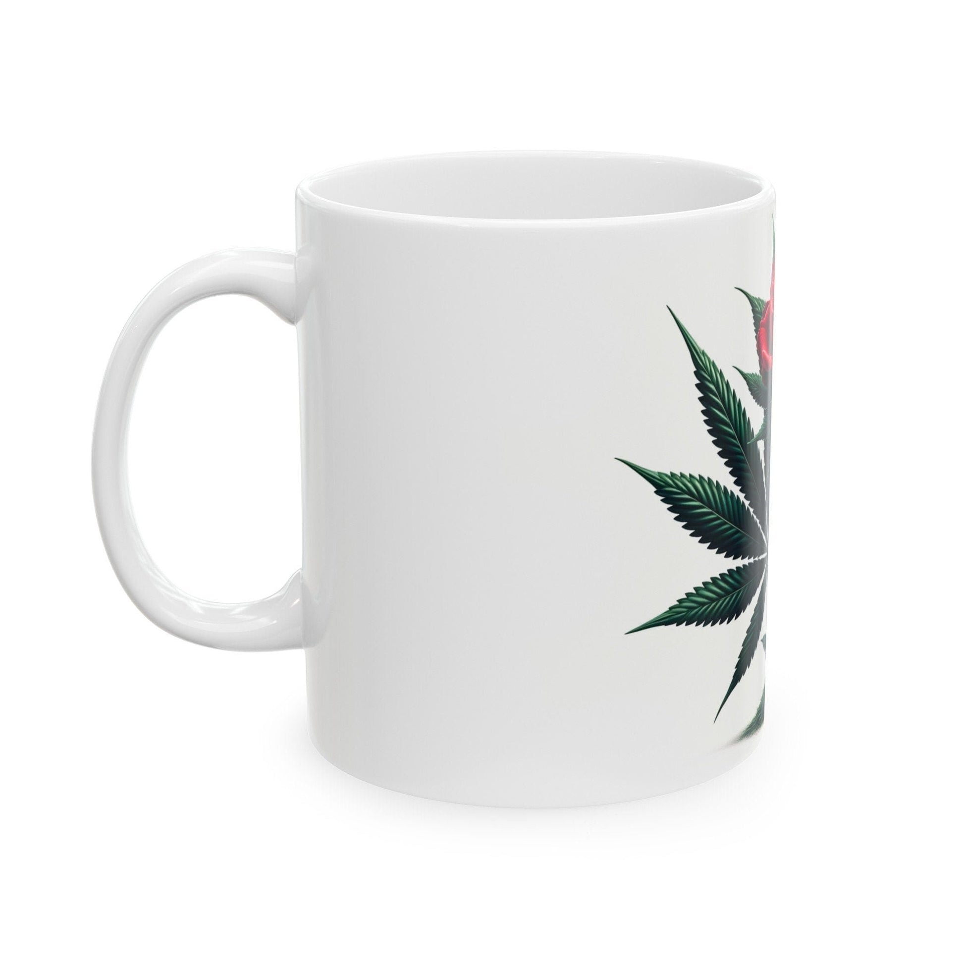 RED ROSE Weed FLOWER - Weed Coffee Mugs (11oz) Perfect Gift for Smokers/ Marijuana Gift; Wake and Bake Mug - Cannabis Cup / Stoner Mug
