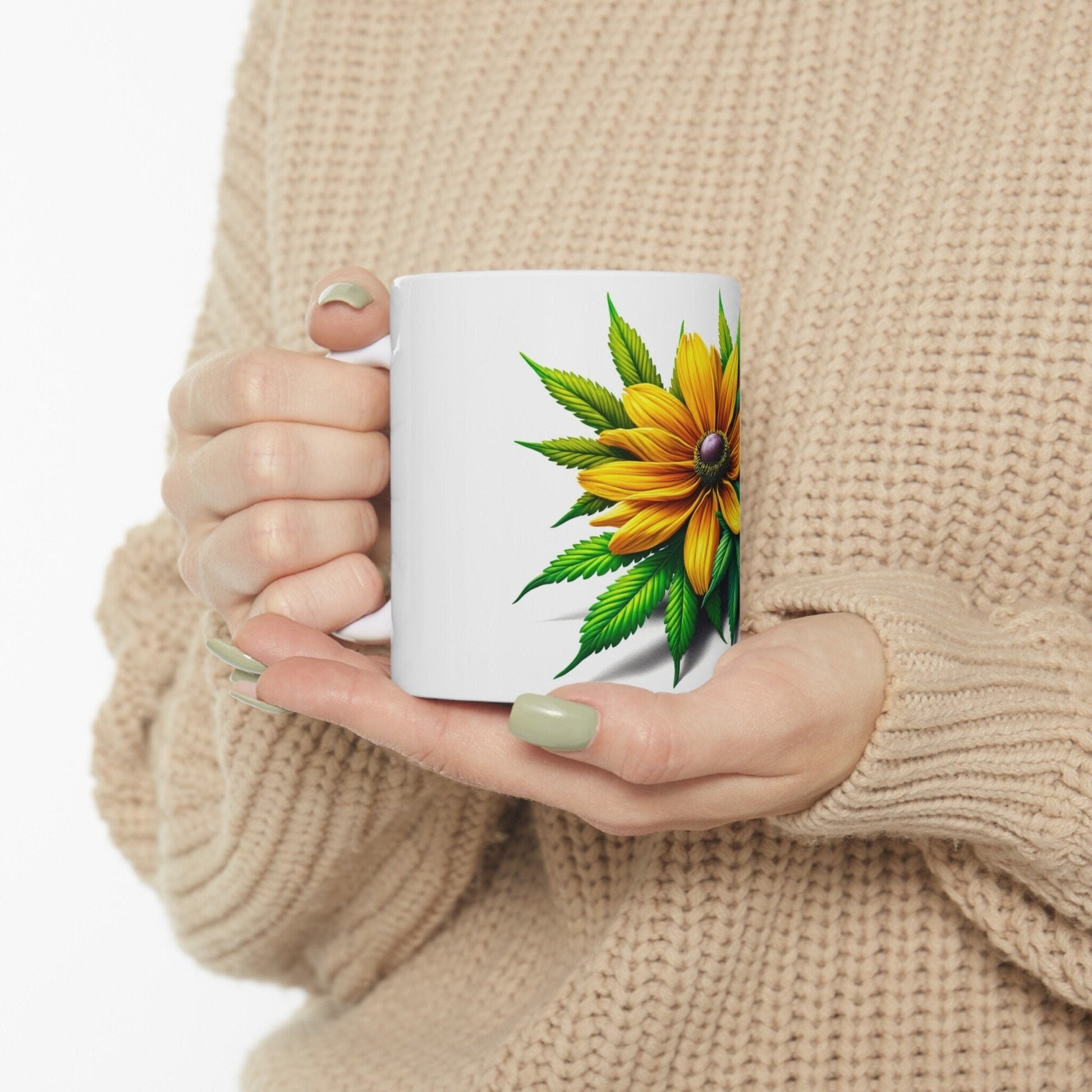 RUDBECKIA WEED FLOWER - Weed Coffee Mugs (11oz) Perfect Gift for Smokers/ Marijuana Gift; Wake and Bake Mug - Cannabis Cup / Stoner Mug