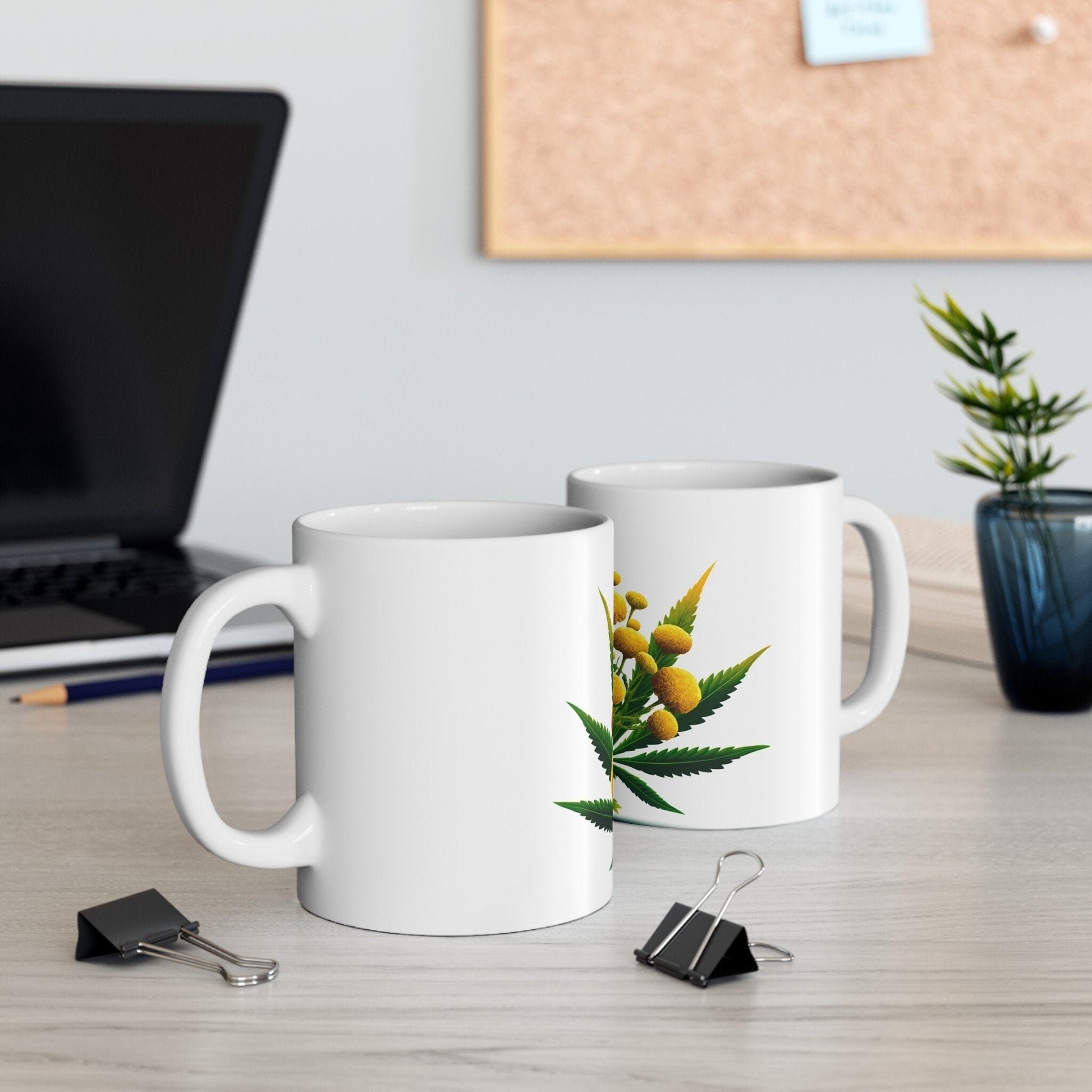 TANSY WEED FLOWER - Weed Coffee Mugs (11oz) Perfect Gift for Smokers/ Marijuana Gift; Wake and Bake Mug - Cannabis Cup / Stoner Mug