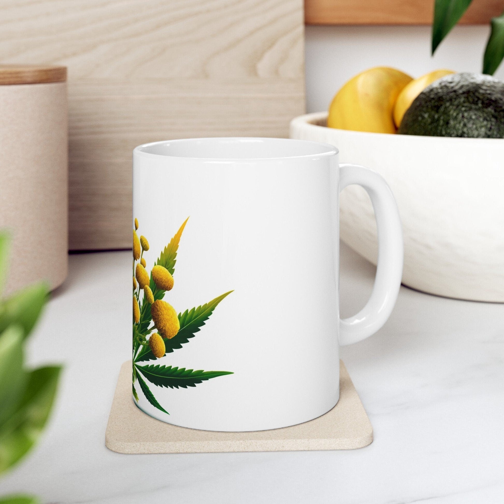 TANSY WEED FLOWER - Weed Coffee Mugs (11oz) Perfect Gift for Smokers/ Marijuana Gift; Wake and Bake Mug - Cannabis Cup / Stoner Mug