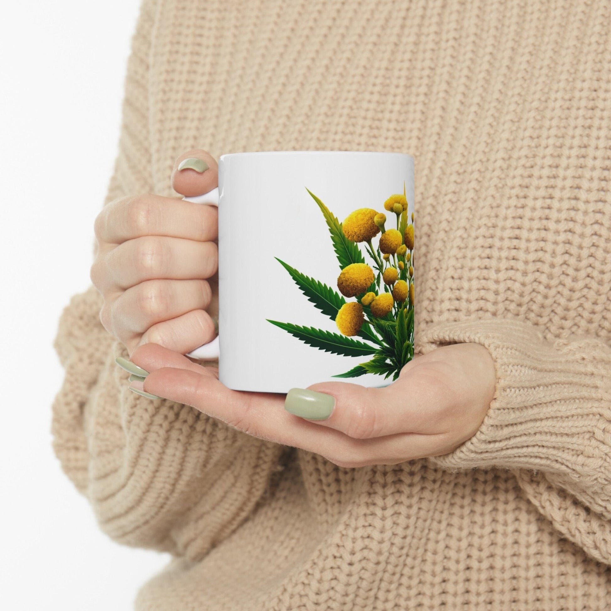 TANSY WEED FLOWER - Weed Coffee Mugs (11oz) Perfect Gift for Smokers/ Marijuana Gift; Wake and Bake Mug - Cannabis Cup / Stoner Mug