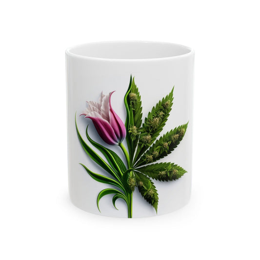 TULIP WEED FLOWER - Weed Coffee Mugs (11oz) Perfect Gift for Smokers/ Marijuana Gift; Wake and Bake Mug - Cannabis Cup / Stoner Mug