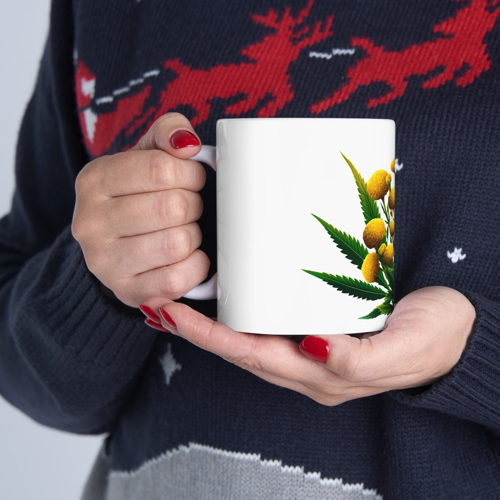 TANSY WEED FLOWER - Weed Coffee Mugs (11oz) Perfect Gift for Smokers/ Marijuana Gift; Wake and Bake Mug - Cannabis Cup / Stoner Mug