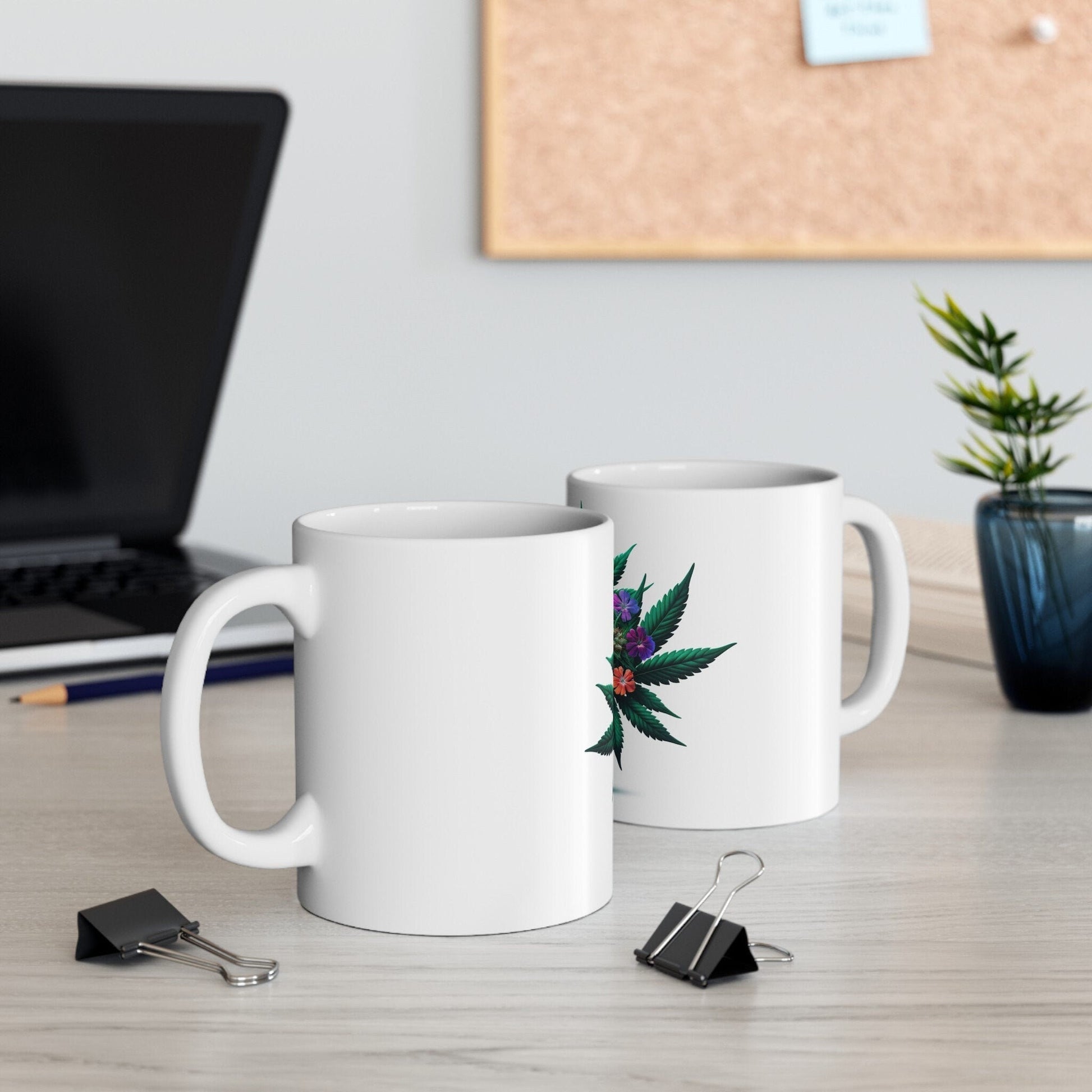 VERBENA WEED FLOWER - Weed Coffee Mugs (11oz) Perfect Gift for Smokers/ Marijuana Gift; Wake and Bake Mug - Cannabis Cup / Stoner Mug