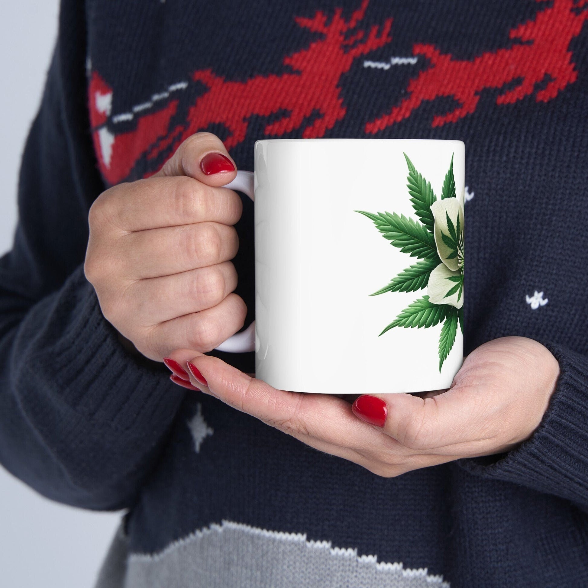 WEED THEMED FLOWER - Weed Coffee Mugs (11oz) Perfect Gift for Smokers/ Marijuana Gift; Wake and Bake Mug - Cannabis Cup / Stoner Mug