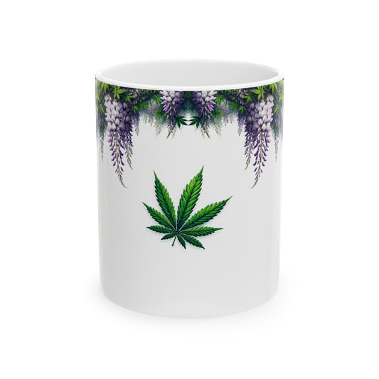 WISTERIA WEED FLOWER - Weed Coffee Mugs (11oz) Perfect Gift for Smokers/ Marijuana Gift; Wake and Bake Mug - Cannabis Cup / Stoner Mug