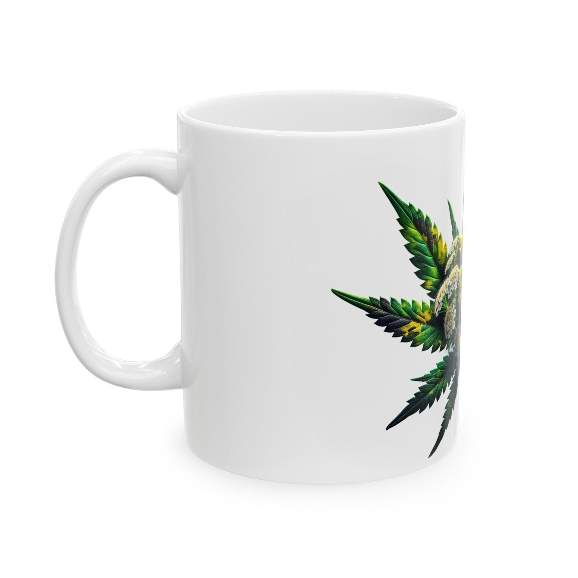 YARROW WEED FLOWER - Weed Coffee Mugs (11oz) Perfect Gift for Smokers/ Marijuana Gift; Wake and Bake Mug - Cannabis Cup / Stoner Mug