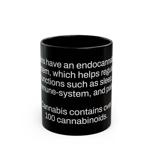 ENDOCANNABINOID Weed Fact - Weed Coffee Mug (11oz) - Perfect Gift for Smokers, Stoners, Growers; Wake and Bake Mug / Weed Mug / BLACK Mug