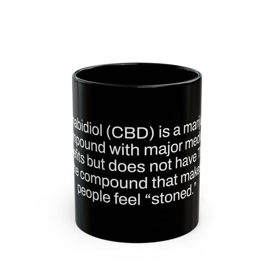 CBD Weed Fact - Weed Coffee Mug (11oz) - Perfect Gift for Smokers, Stoners, Growers; Wake and Bake Mug / Weed Mug / BLACK Mug