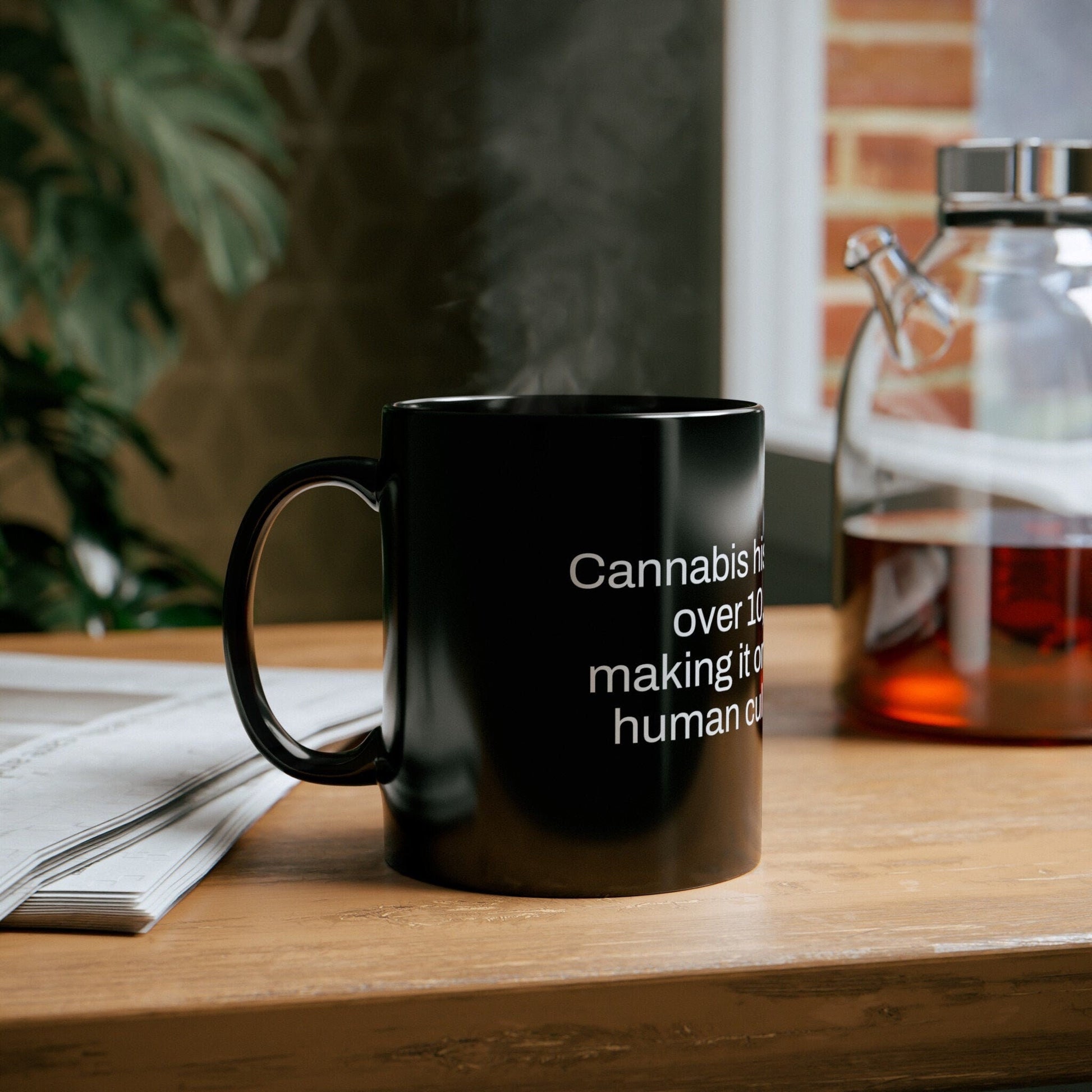 HISTORY Weed Fact - Weed Coffee Mug (11oz) - Perfect Gift for Smokers, Stoners, Growers; Wake and Bake Mug / Weed Mug / BLACK Mug