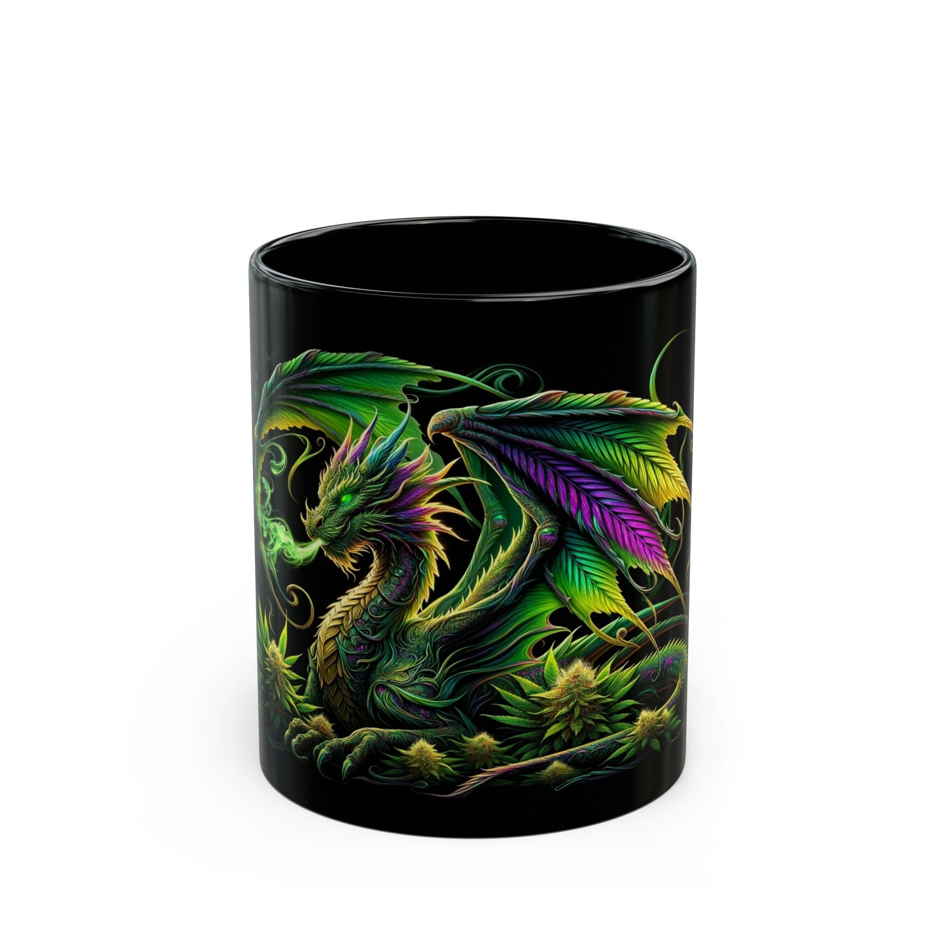 WEED DRAGON - Black Base Coffee Mugs - Perfect Gift for Smokers, Stoners, Growers; Wake and Bake Mug / Weed Mug / Stoner Mug