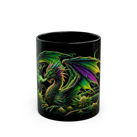 WEED DRAGON - Black Base Coffee Mugs - Perfect Gift for Smokers, Stoners, Growers; Wake and Bake Mug / Weed Mug / Stoner Mug