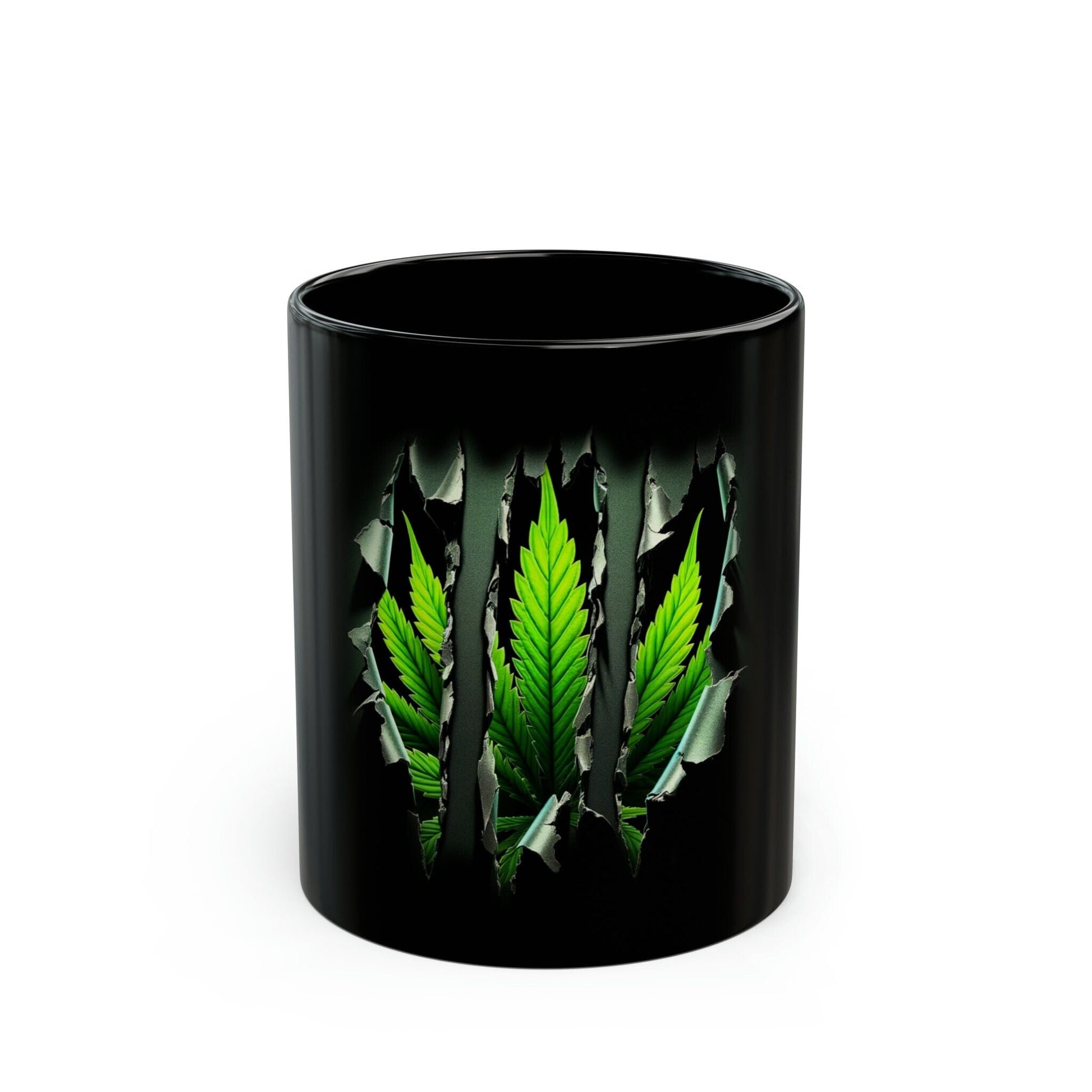 WEED SLASH - Black Base Coffee Mugs - Perfect Gift for Smokers, Stoners, Growers; Wake and Bake Mug / Weed Mug / Cannabis Cup
